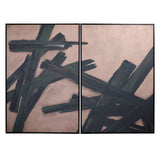 Libra Interiors Impasto Brushstrokes Framed Canvas – Set of 2 – Taupe