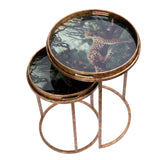 Libra Interiors Lounging Leopards Side Tray Tables - Set of 2