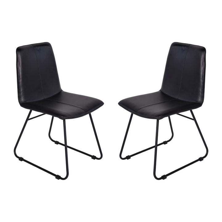Libra Interiors Robinson Dining Chair in Charcoal Leather – Set of 2