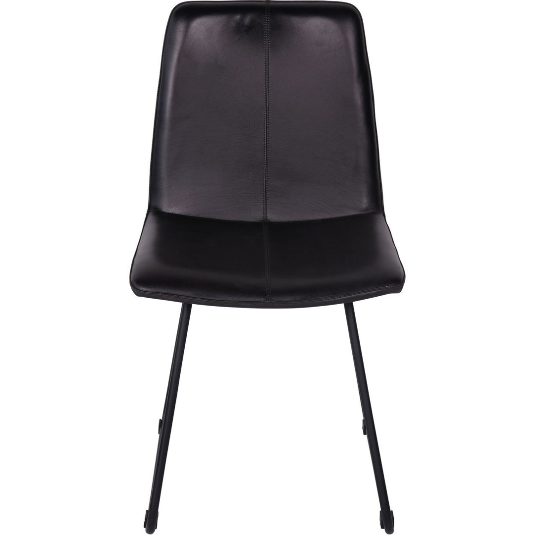 Libra Interiors Robinson Dining Chair in Charcoal Leather – Set of 2