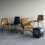 Libra Interiors Robinson Dining Chair in Charcoal Leather – Set of 2