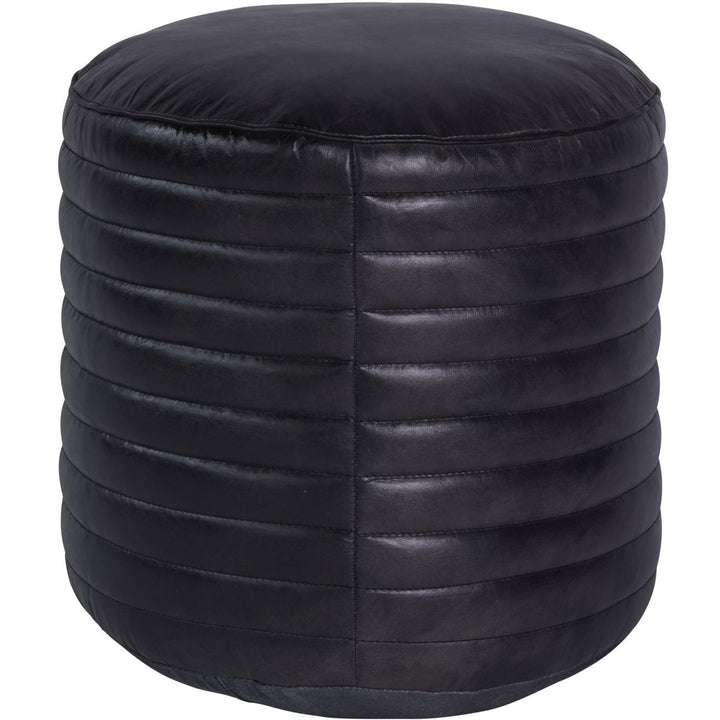 Libra Interiors Round Pouffe – Charcoal Grey Leather