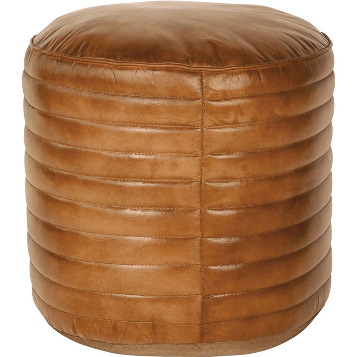 Libra Interiors Round Pouffe – Cognac Leather