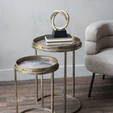 Libra Interiors Vienna Atlas Nesting Set of 2 Side Tray Tables – Antique Gold
