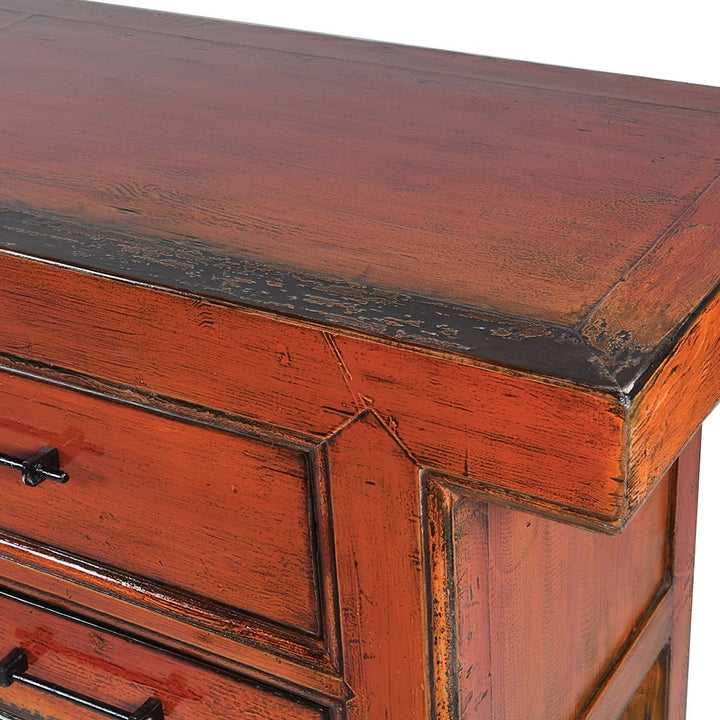 Lingbao Cabinet with Burnt Orange Finish