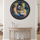 Lion Print 'Courage' by Amy Ansell - Oxford Round Frame