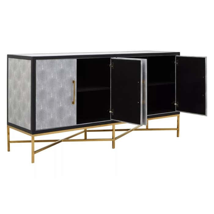 Mallory Sideboard in Brushed Gold and Grey Shagreen