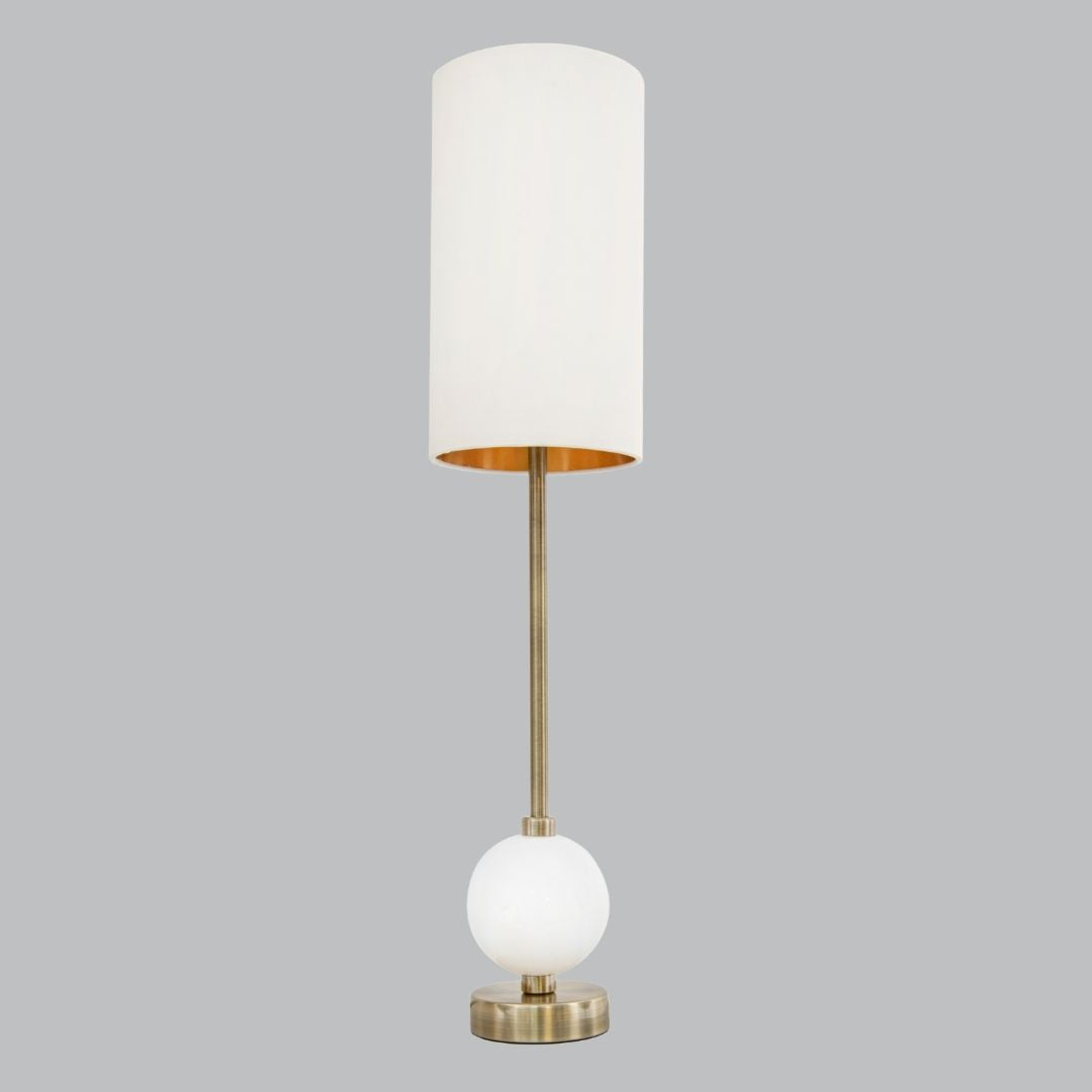 Livingsley Mistral Table Lamp – White and Antique Brass