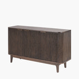 Pacific Lifestyle Raie 3 Door Sideboard - Dark Brown Ribbed Oak & Pine Wood
