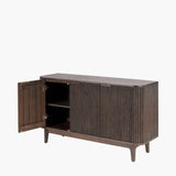 Pacific Lifestyle Raie 3 Door Sideboard - Dark Brown Ribbed Oak & Pine Wood