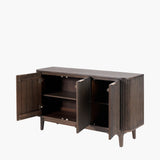 Pacific Lifestyle Raie 3 Door Sideboard - Dark Brown Ribbed Oak & Pine Wood