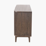 Pacific Lifestyle Raie 3 Door Sideboard - Dark Brown Ribbed Oak & Pine Wood