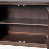Pacific Lifestyle Raie 3 Door Sideboard - Dark Brown Ribbed Oak & Pine Wood