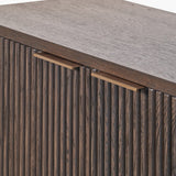 Pacific Lifestyle Raie Bar Cabinet - Dark Brown Ribbed Oak & Pine Wood