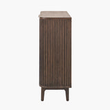 Pacific Lifestyle Raie Bar Cabinet - Dark Brown Ribbed Oak & Pine Wood