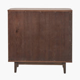 Pacific Lifestyle Raie Bar Cabinet - Dark Brown Ribbed Oak & Pine Wood
