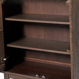 Pacific Lifestyle Raie Bar Cabinet - Dark Brown Ribbed Oak & Pine Wood