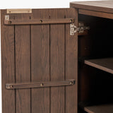 Pacific Lifestyle Raie Bar Cabinet - Dark Brown Ribbed Oak & Pine Wood