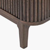 Pacific Lifestyle Raie Bar Cabinet - Dark Brown Ribbed Oak & Pine Wood
