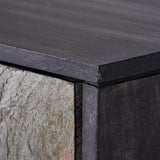 Pacific Lifestyle Verde 2 Door Bar Cabinet – Black Mango Wood and Stone Veneer