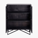 Pacific Lifestyle Verde 2 Door Bar Cabinet – Black Mango Wood and Stone Veneer