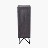 Pacific Lifestyle Verde 2 Door Bar Cabinet – Black Mango Wood and Stone Veneer