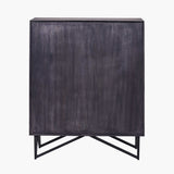 Pacific Lifestyle Verde 2 Door Bar Cabinet – Black Mango Wood and Stone Veneer