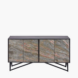 Pacific Lifestyle Verde 4 Door Sideboard – Black Mango Wood and Stone Veneer