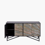 Pacific Lifestyle Verde 4 Door Sideboard – Black Mango Wood and Stone Veneer