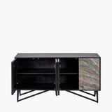Pacific Lifestyle Verde 4 Door Sideboard – Black Mango Wood and Stone Veneer