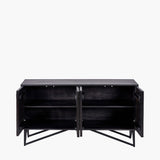 Pacific Lifestyle Verde 4 Door Sideboard – Black Mango Wood and Stone Veneer