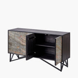 Pacific Lifestyle Verde 4 Door Sideboard – Black Mango Wood and Stone Veneer