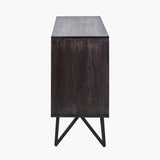 Pacific Lifestyle Verde 4 Door Sideboard – Black Mango Wood and Stone Veneer