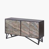 Pacific Lifestyle Verde 4 Door Sideboard – Black Mango Wood and Stone Veneer