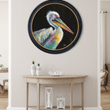Pelican Print 'Pierre' by Amy Ansell - Oxford Round Frame