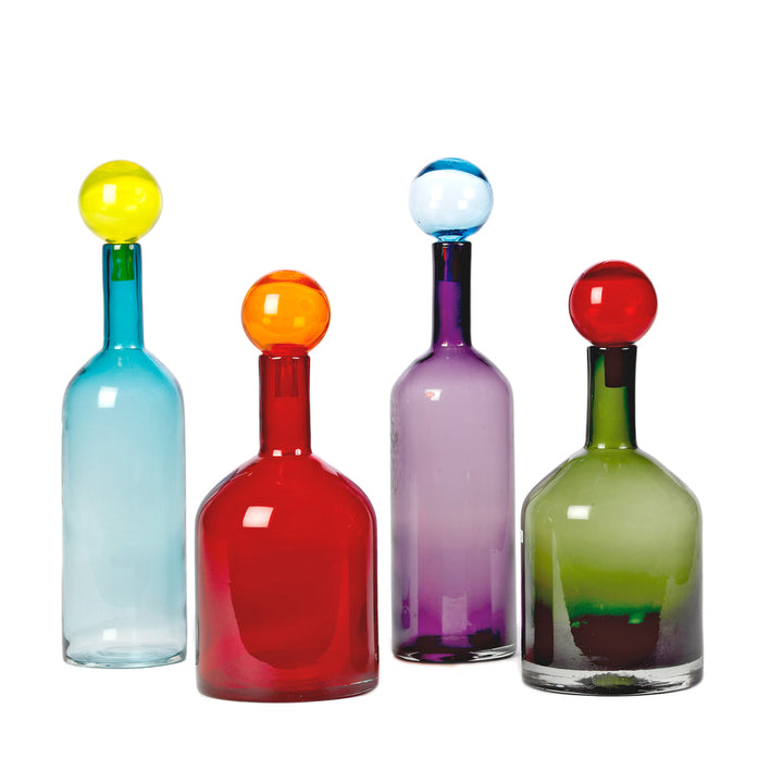 Pols Potten Bubbles and Bottles Chic Mix in Bright Coloured Glass – Set of 4 – Large