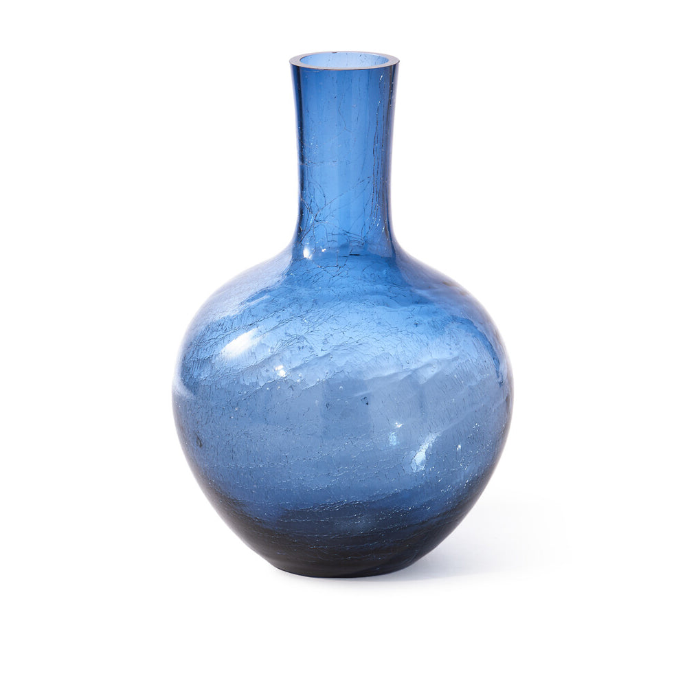 Pols Potten Crackled Ball Body Vase in Dark Blue Glass – Large – Excess Stock