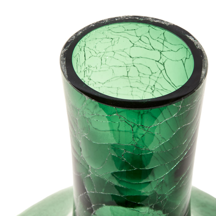 Pols Potten Crackled Ball Body Vase in Dark Green Glass – Large