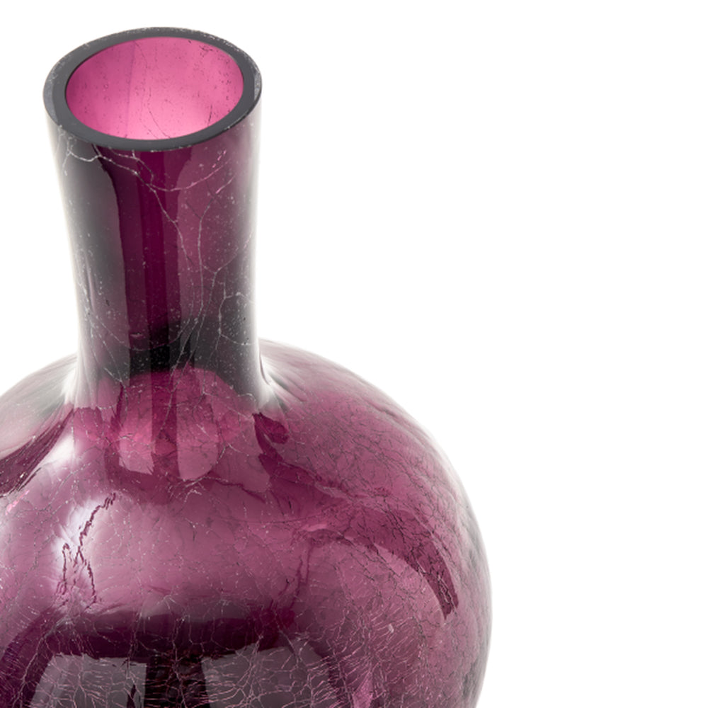 Pols Potten Crackled Ball Body Vase in Dark Purple Glass – Large