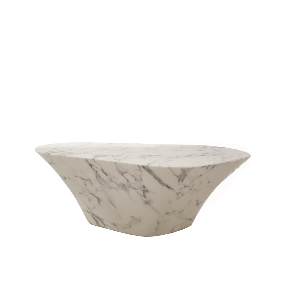 Pols Potten Oval Marble Look Coffee Table – White