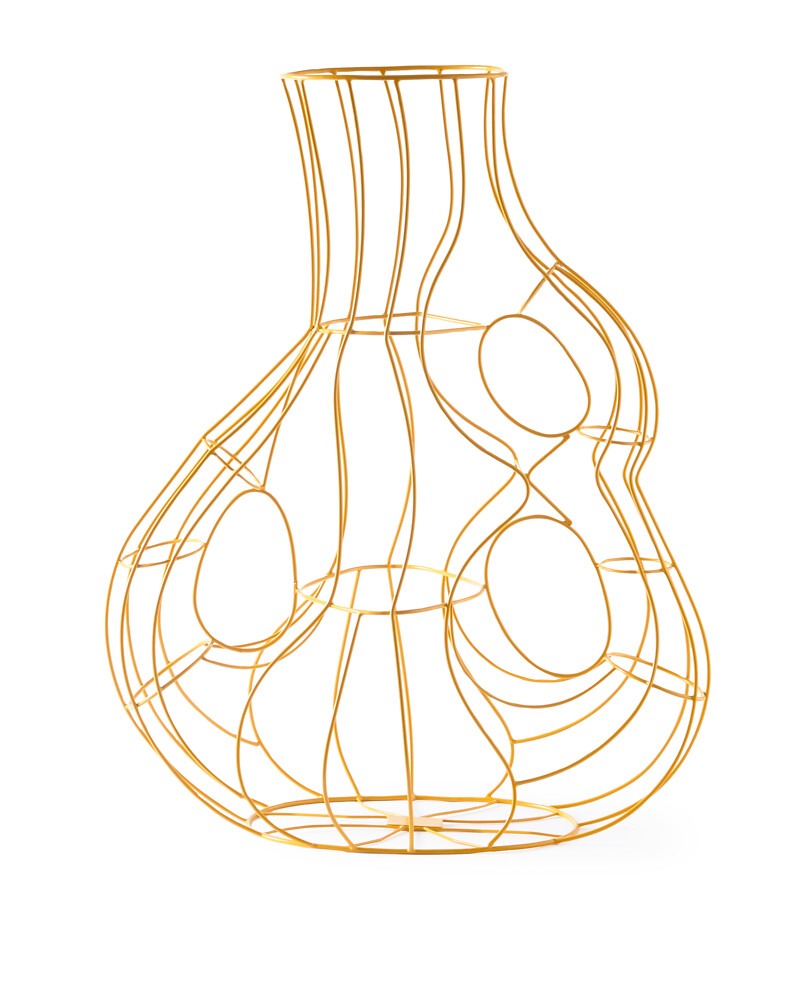 Pols Potten Three Ears Frame Vase in Yellow Wire – Large