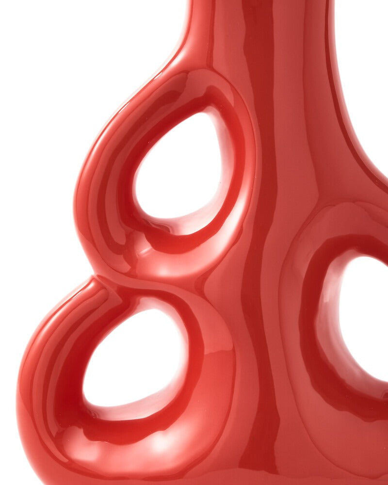 Pols Potten Three Ears Vase in Coral Red Ceramic – Medium