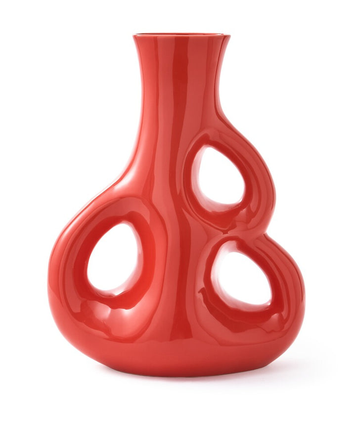 Pols Potten Three Ears Vase in Coral Red Ceramic – Medium