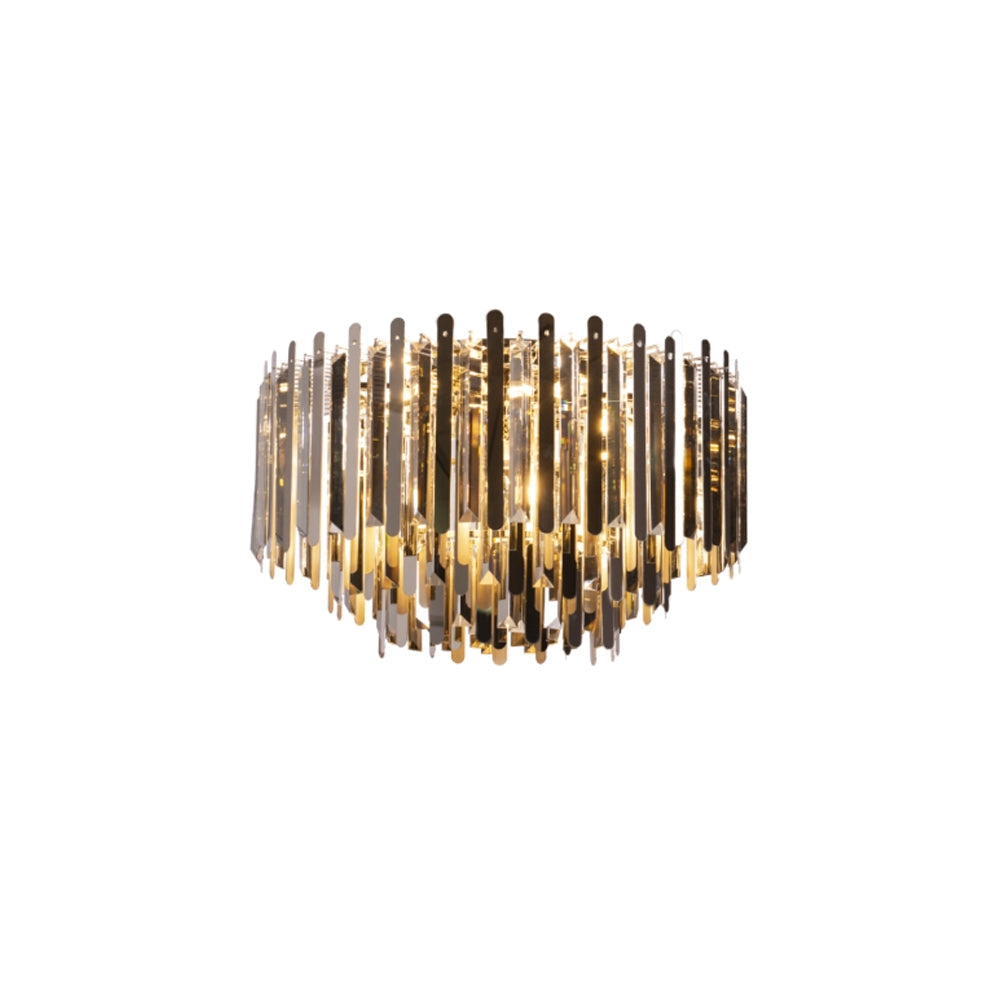 RV Astley Mabel Flush Ceiling Light in Smoked Glass and Polished Nickel – Large - Excess Stock