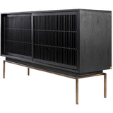 Relino Sideboard with Mindi Wood and Dark Brass Metal