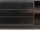 Relino Sideboard with Mindi Wood and Dark Brass Metal