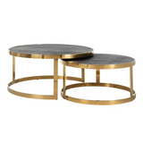 Richmond Interiors Blackbone Oak and Steel Paired Coffee Tables - Gold