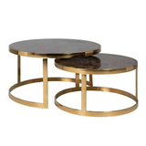 Richmond Interiors Conrad Coffee Table With Faux Marble and Steel - Set of 2