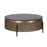 Richmond Interiors Ironville Brass Birch and Marble Round Coffee Table