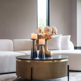 Richmond Interiors Ironville Brass Birch and Marble Round Coffee Table